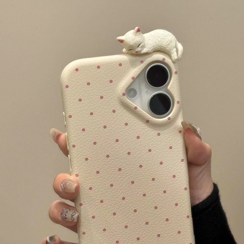 sleeping cat polka phone case