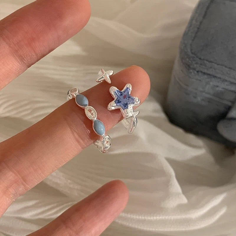 blue starry rings