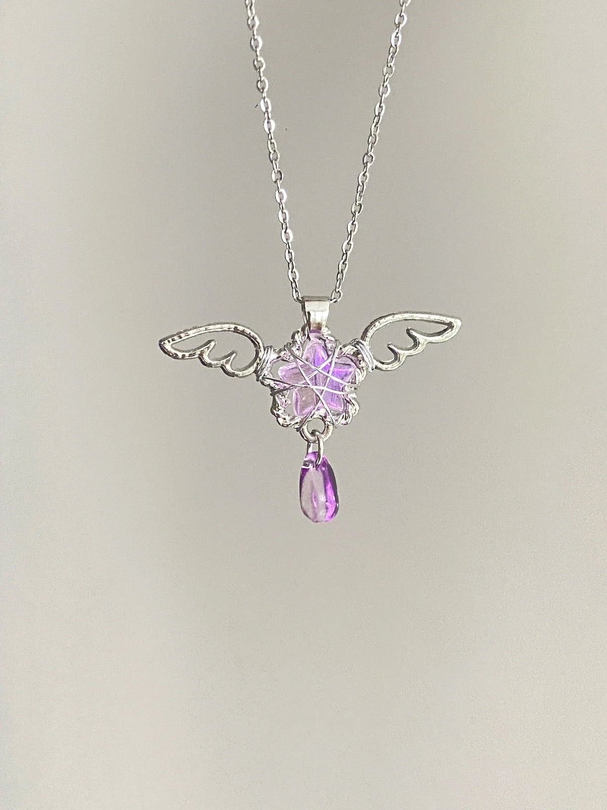 angel wing crystal necklace