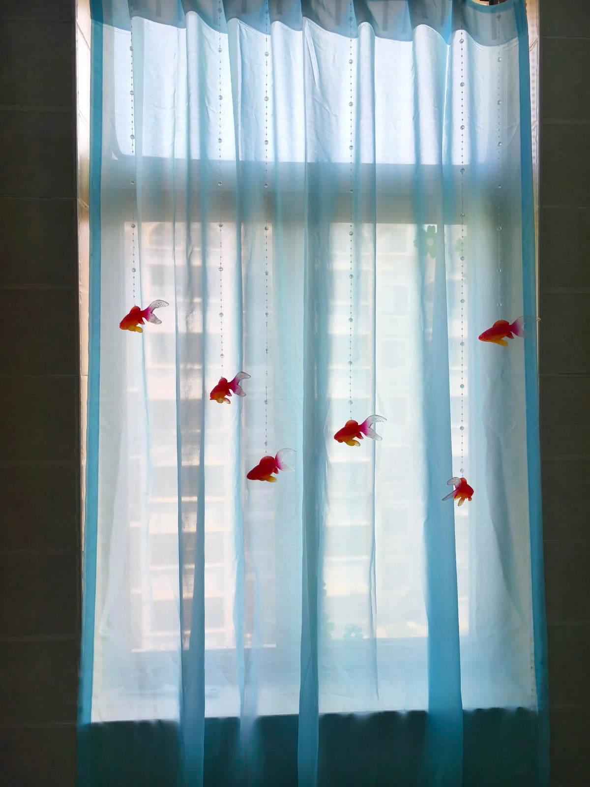 swimming goldfish curtain
