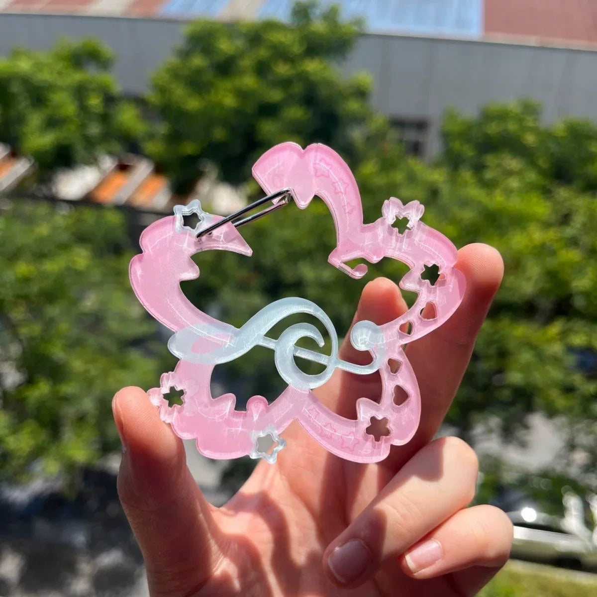 cherry blossom musical note keychain