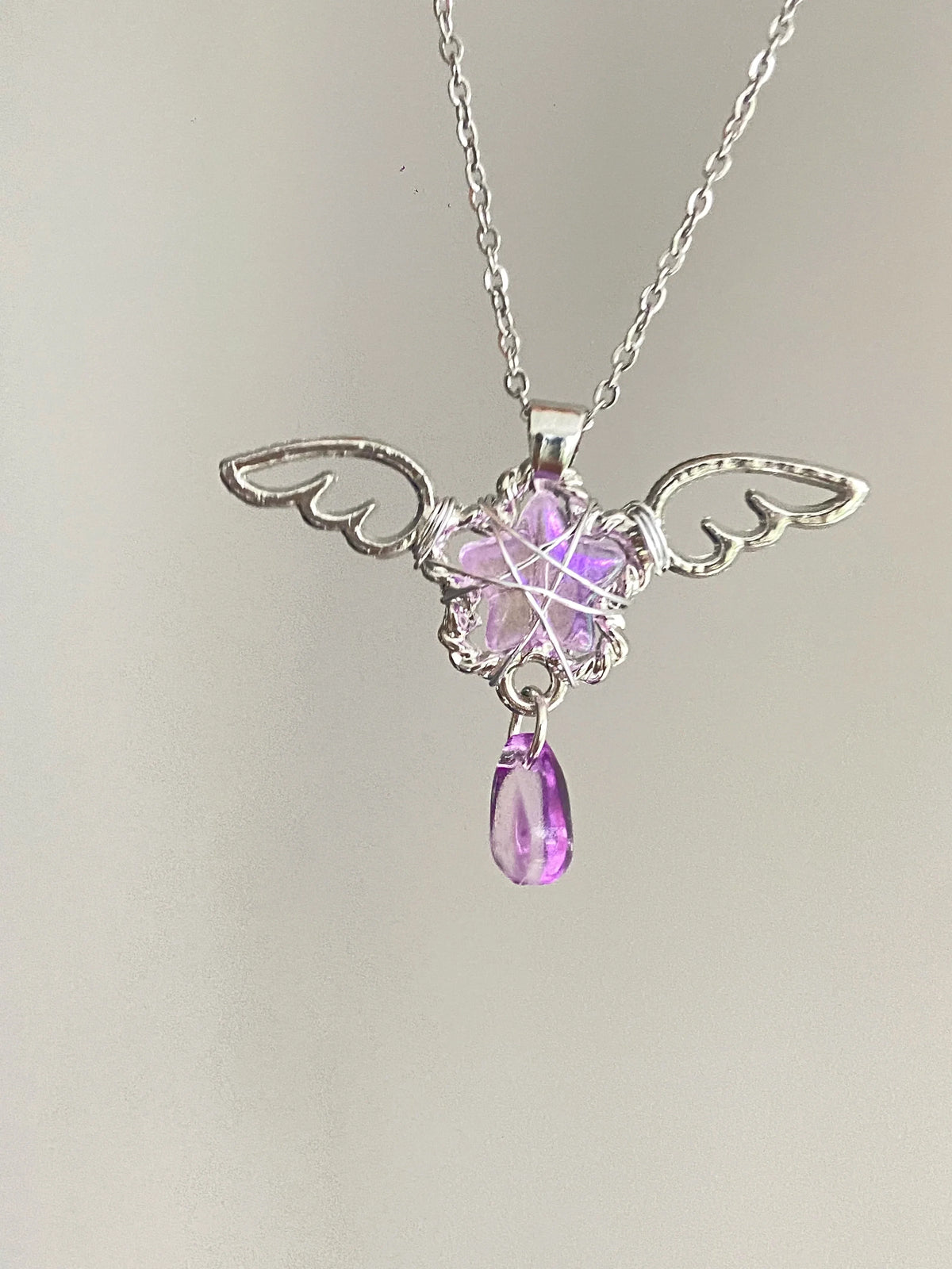 angel wing crystal necklace