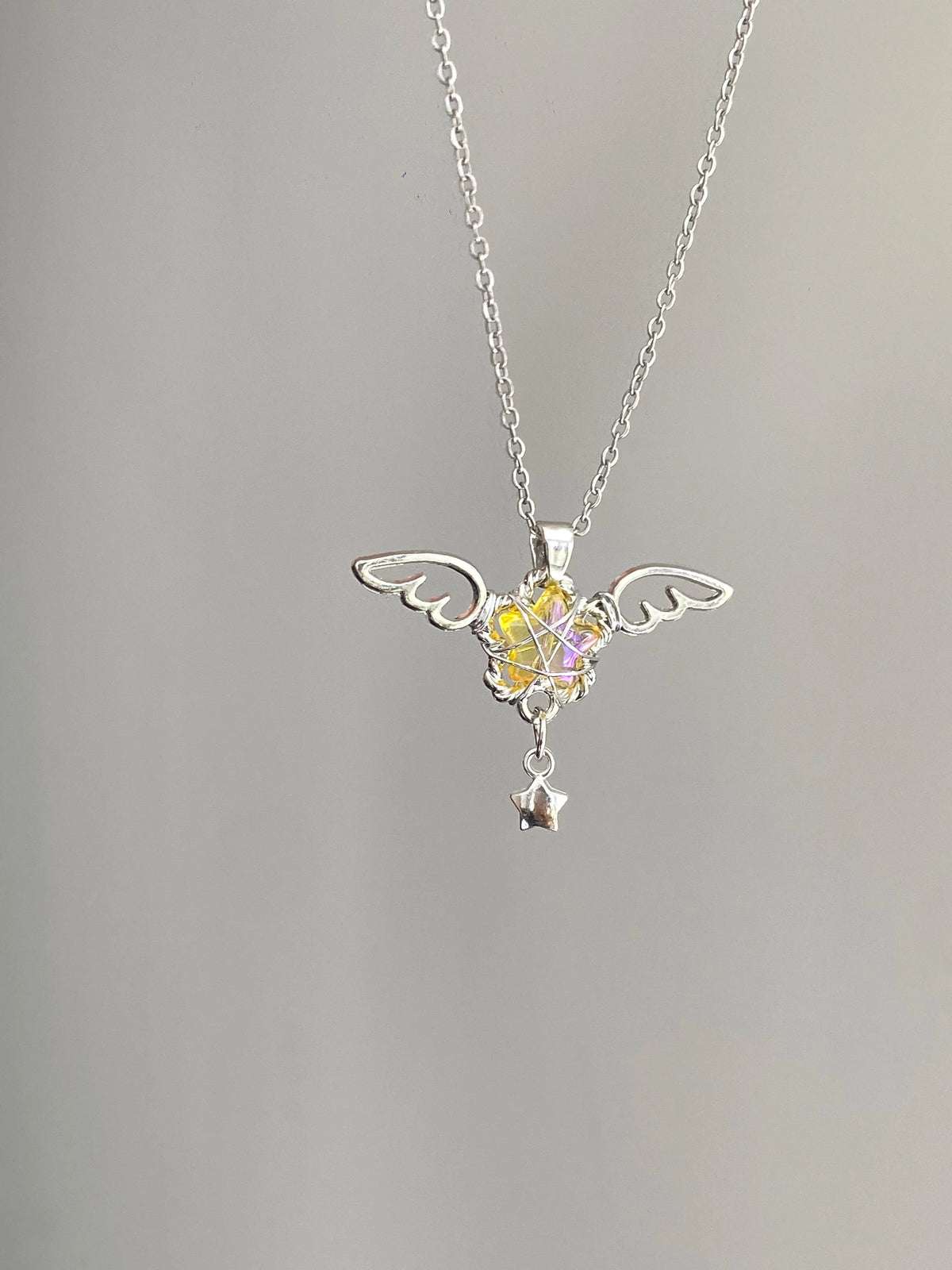 angel wing crystal necklace