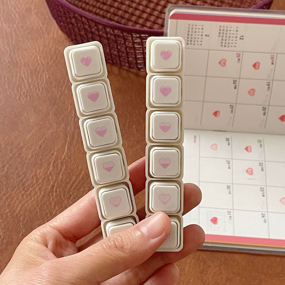 pink heart stamp set