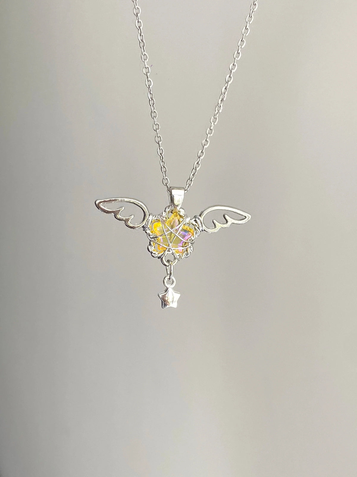 angel wing crystal necklace