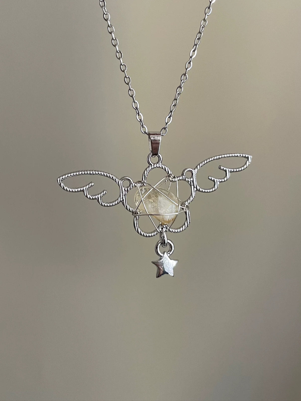 angel wing crystal necklace
