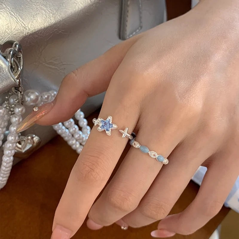 blue starry rings