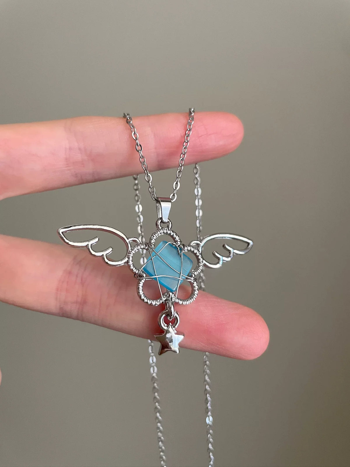 angel wing crystal necklace