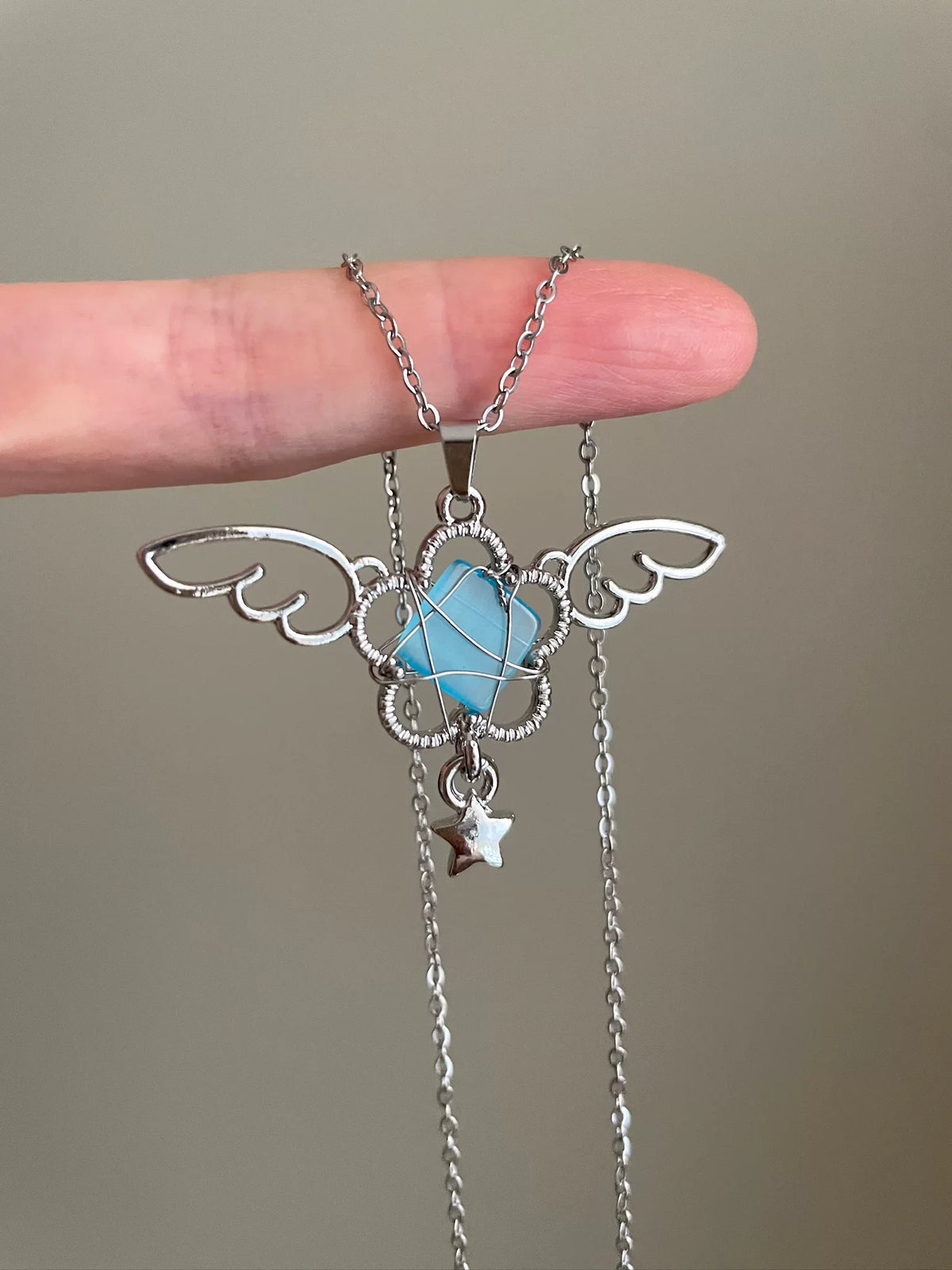 angel wing crystal necklace