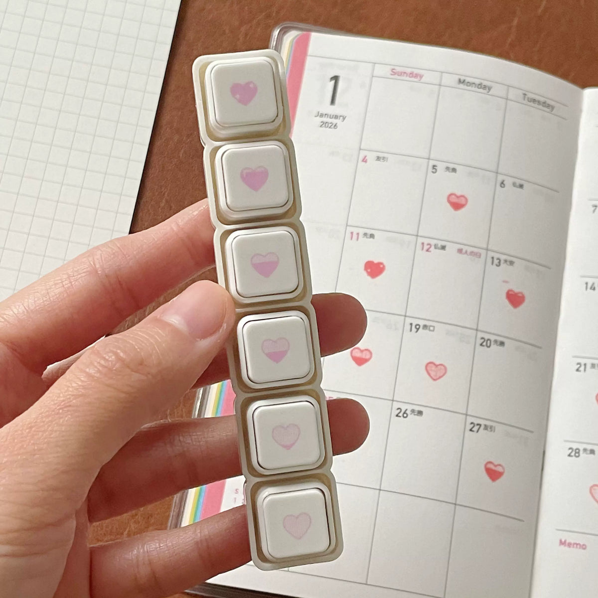 pink heart stamp set