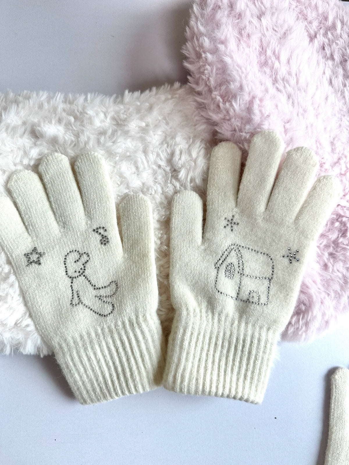 puppy angel bedazzled gloves