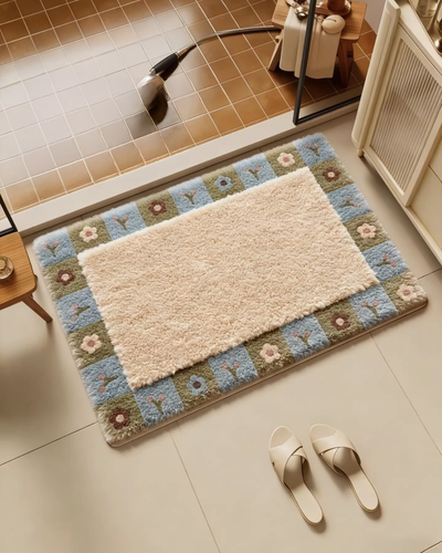 flower tufted bath mat