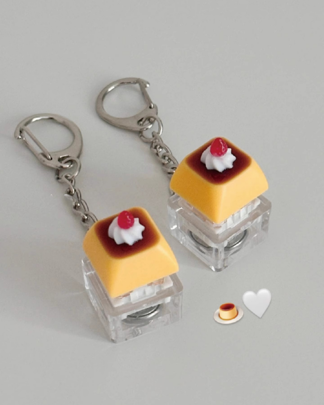 strawberry custard keycap keychain