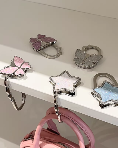 glitter butterfly and star hook for bags