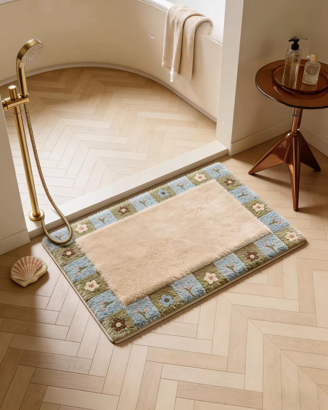 flower tufted bath mat