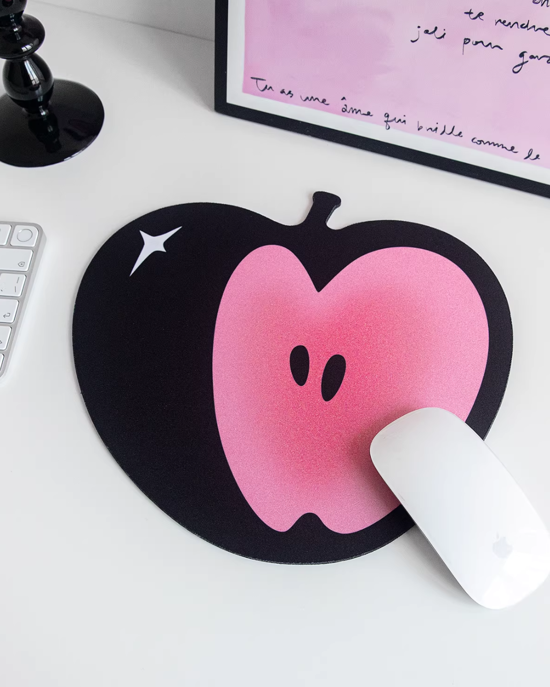 pink apple mouse pad