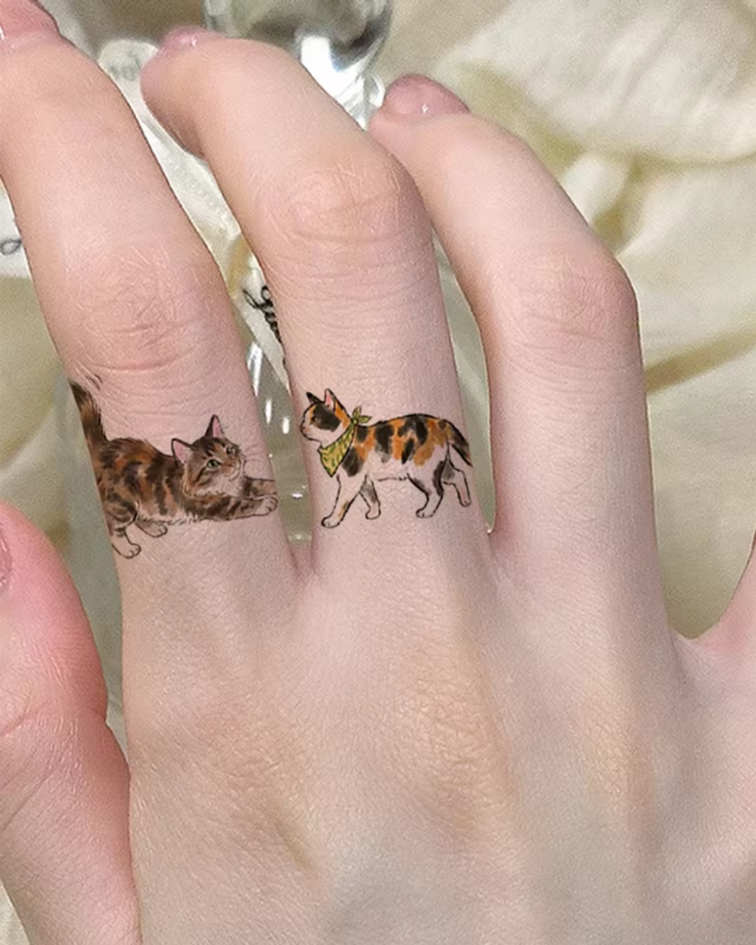 kitten finger tattoo stickers