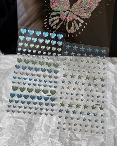 glitter heart and star stickers