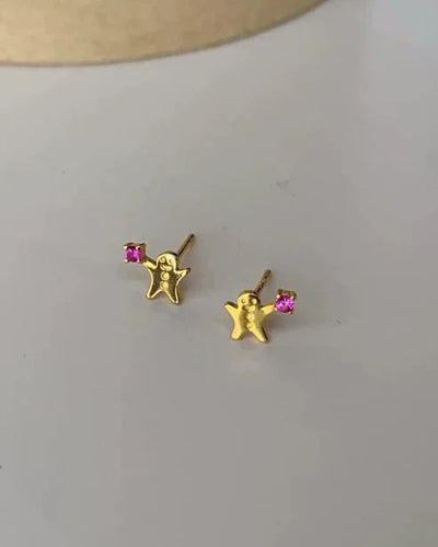 gingerbread man mini earrings