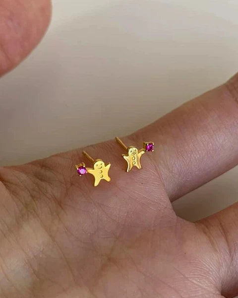 gingerbread man mini earrings