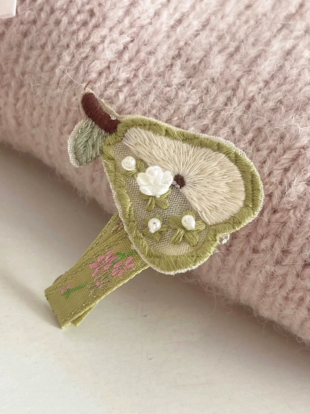 apple & pear hair clip