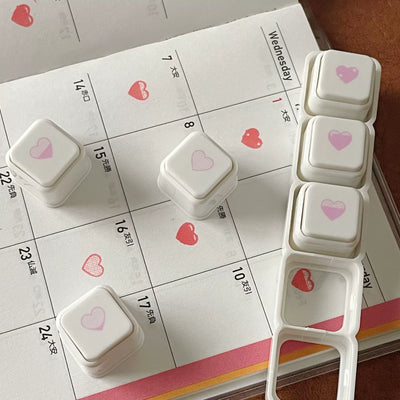 pink heart stamp set