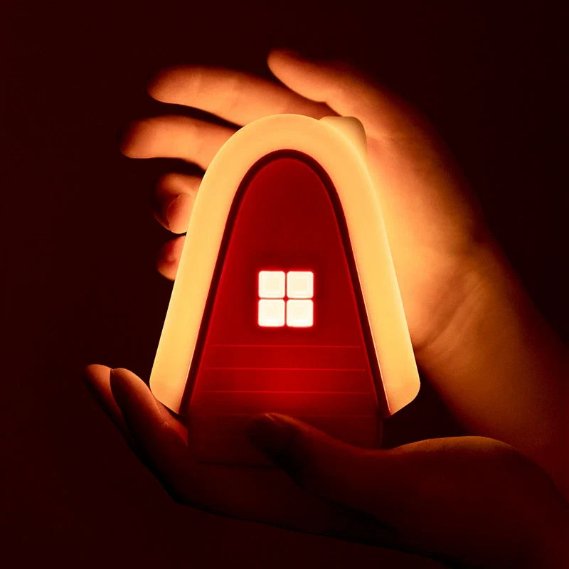 snow cottage house lamp