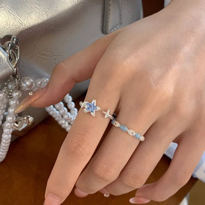 blue starry rings