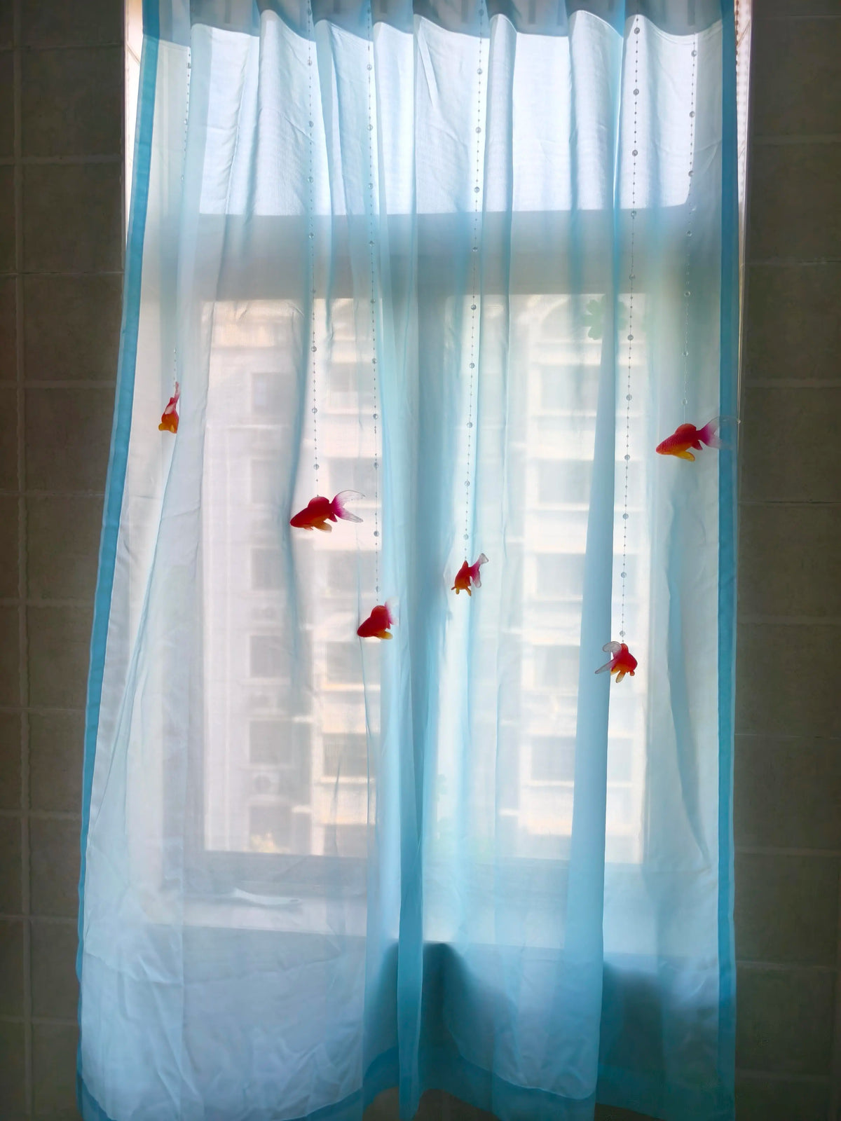 swimming goldfish curtain