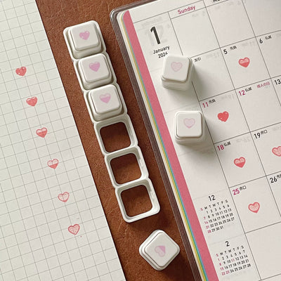 pink heart stamp set