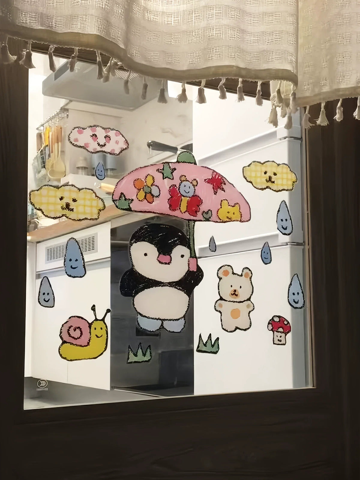penguin graffiti window sticker