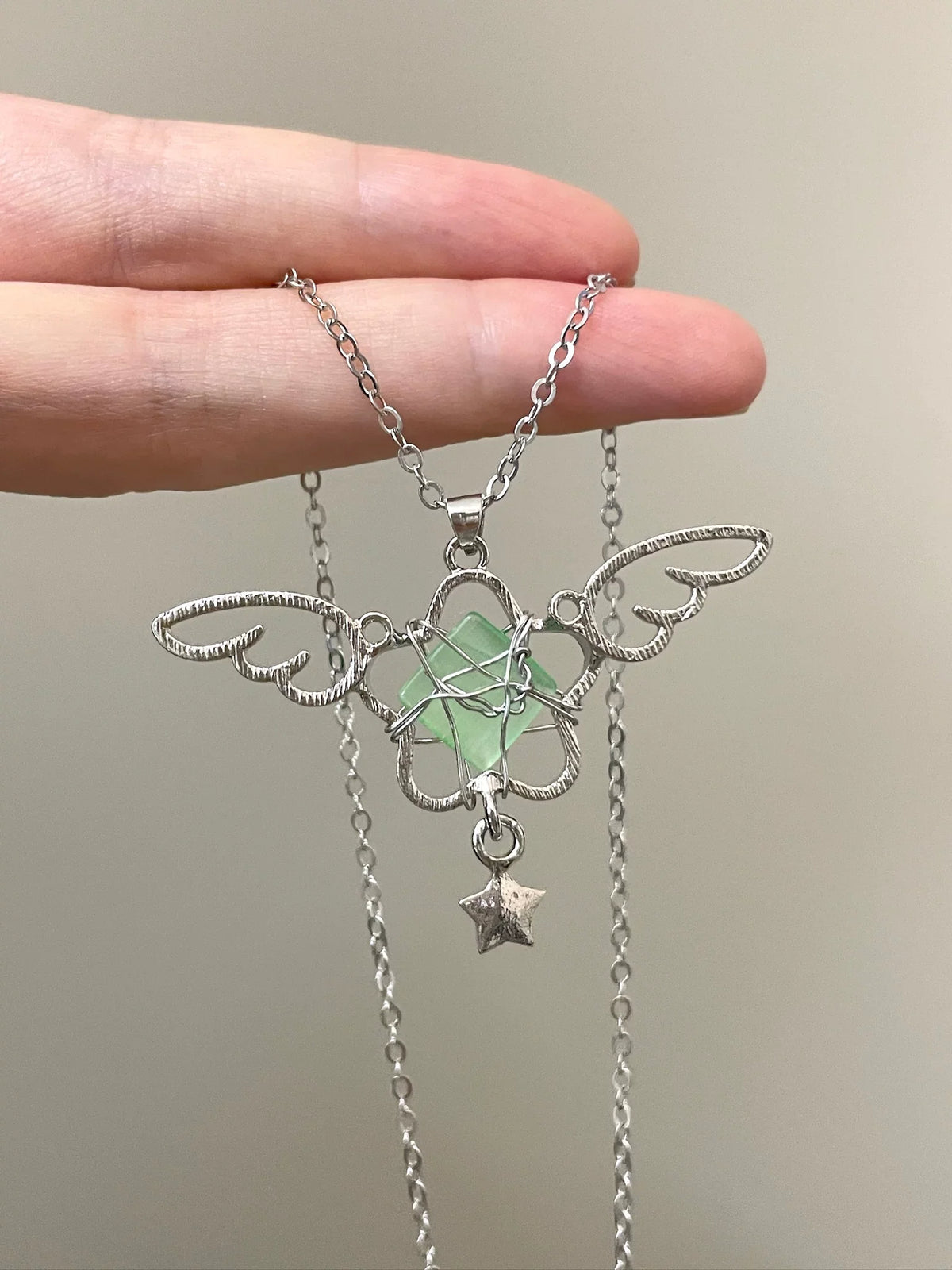 angel wing crystal necklace