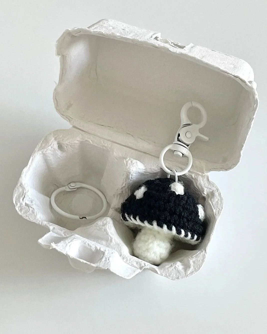 crochet mushroom keychain