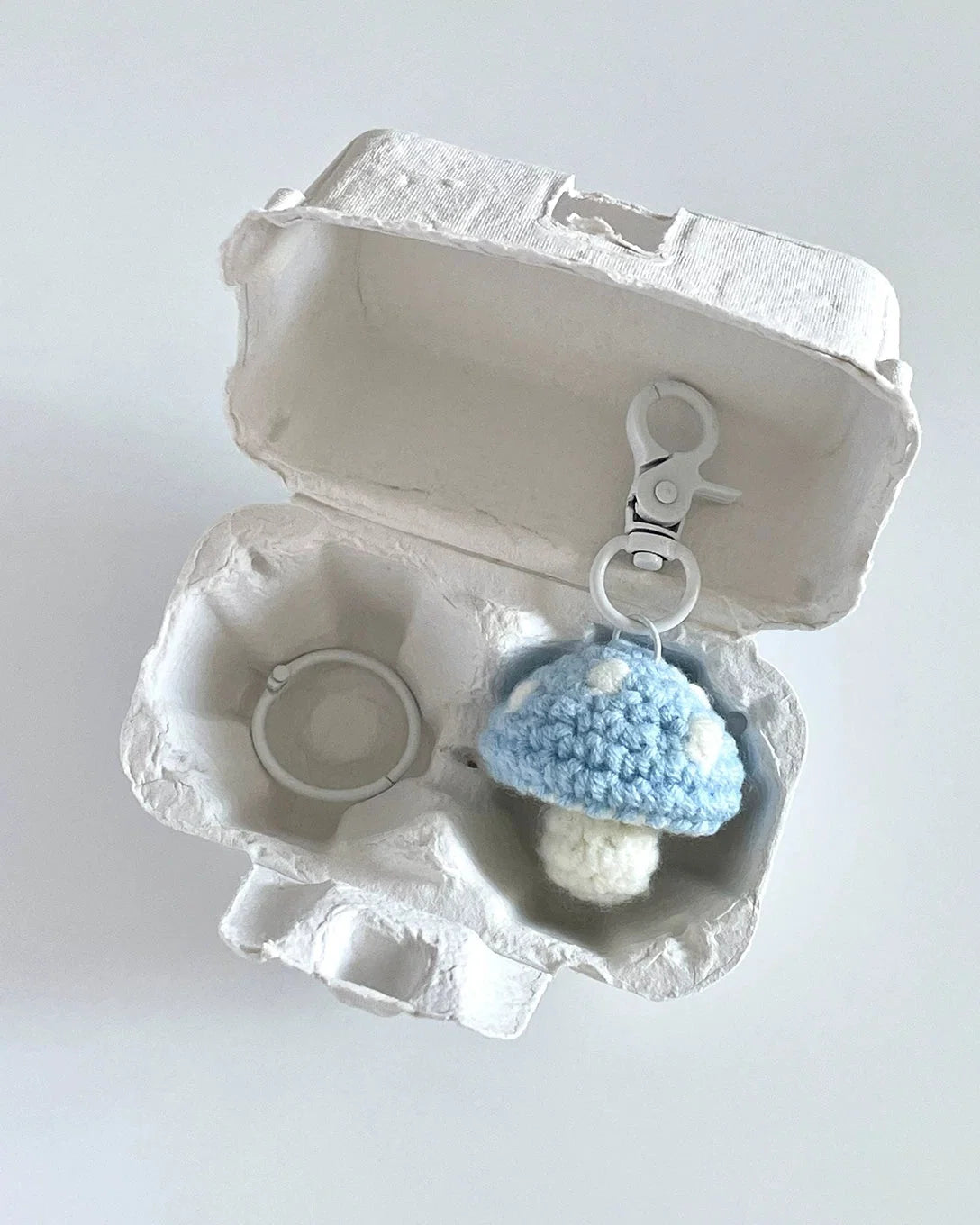 crochet mushroom keychain