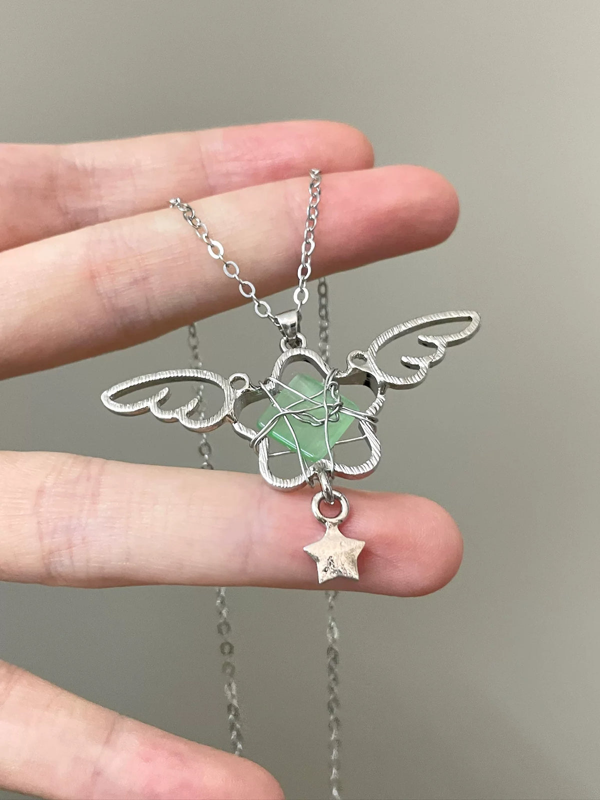 angel wing crystal necklace