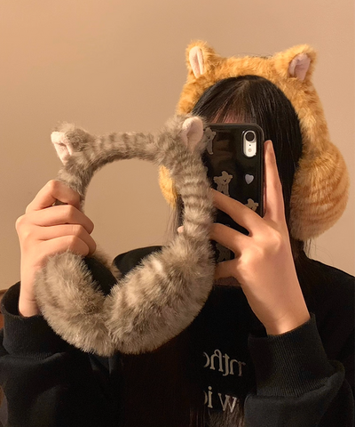 orange cat earmuffs