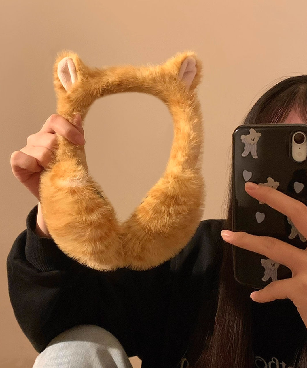 orange cat earmuffs