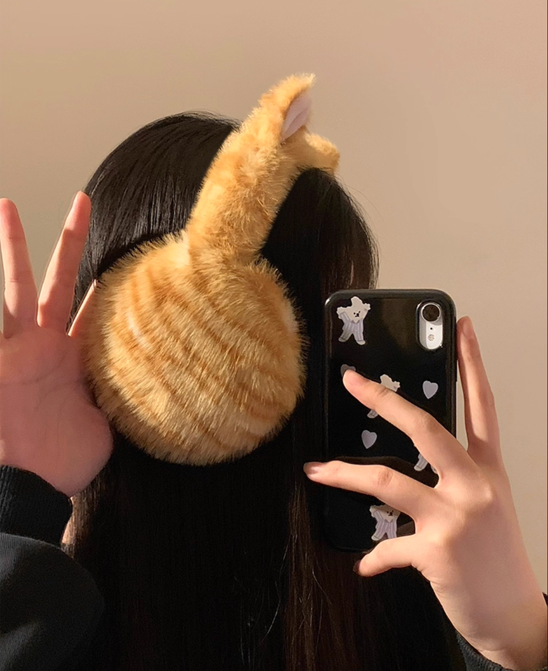 orange cat earmuffs