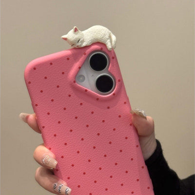 sleeping cat polka phone case